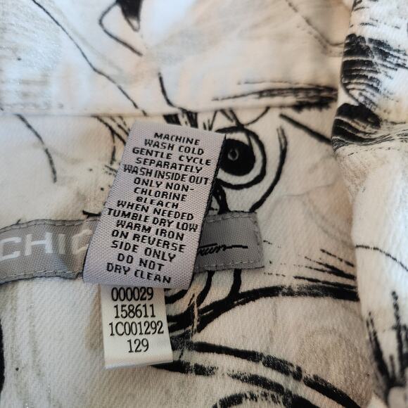 Chicos Platinum Patterned Jean Jacket Black White Cream Size 3 (16) - Picture 5 of 9